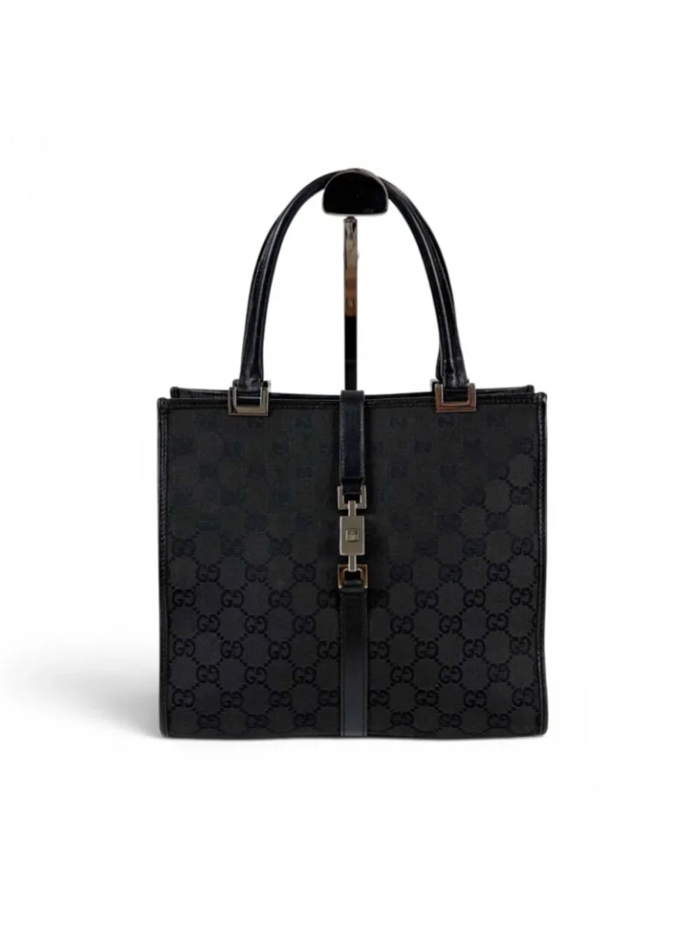 Gucci GG Canvas Jackie Line Mini Tote Bag Black